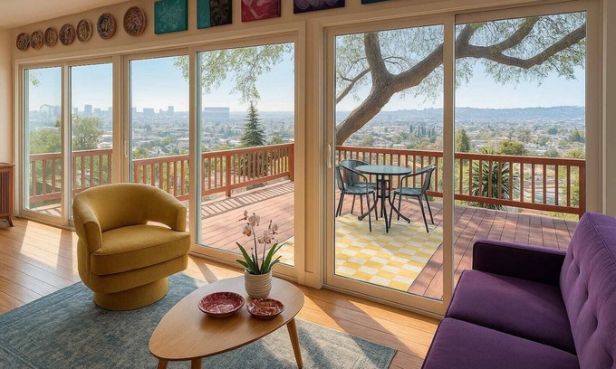 Elysian Heights House | Charming Echo Park bungalow with DTLA views! Steps from Elysian Park & Dodger Stadium, this gallery & artist retreat blends vintage charm with modern comfort. Once home to painter Barbara Romain, now lovingly preserved by Boho House Collective.