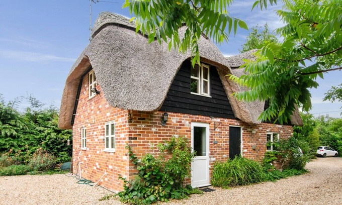 New Forest District Cottage | Charming thatched countryside hideaway with beams and garden access