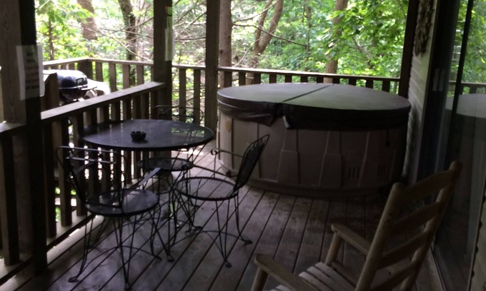 Chimney Rock Cabin | Cherokee Cabin Last Cabin up the Mountain Hot Tub on deck