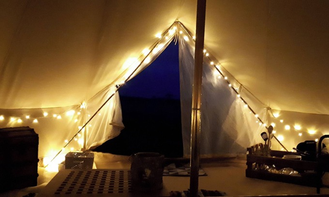 Saltburn-by-the-Sea Cabin | Chestnut 6m xl Bell Tent, log Burner, nr Whitby