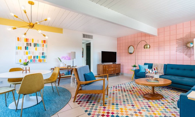 Twin Palms Condo | Chic Mid Century Bungalow at Famed Ocotillo Lodge