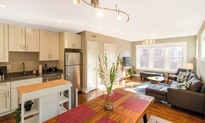 St. Louis Apartment | Chic Minimalist Gem w/Fenced Backyard + W/D