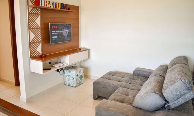 Itagua Apartment | Complete apartment, balcony with sea view and barbecue Wi-fi, 2 parking spaces, 200m from the beach