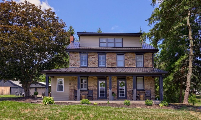 Uniontown House | Countryside Manor |Porch, Firepit & Playset