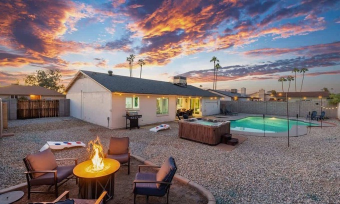 Glendale House | Cozy 3BR Stadium Oasis! Pool + Hot Tub + Fire Pit