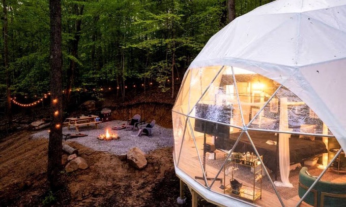 Robbins House | Cozy Dome Nestled in the Trees for an Unforgettable Couples Glamping Getaway in Scott County, Tennessee