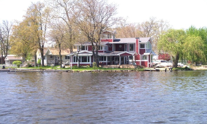 Koontz Lake House | Custom~Unique Lakefront - Panoramic, HotTub-Swim-Dock your boat,