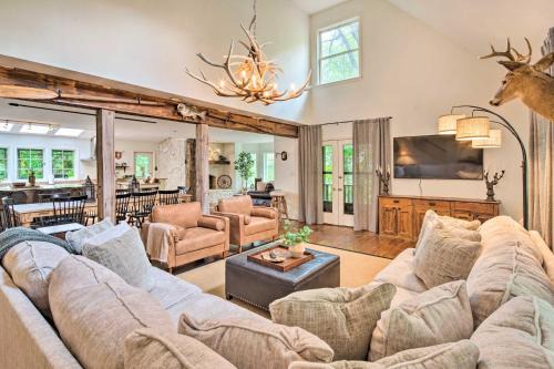 Chimney Rock House | Deck with Fireplace Pet-Friendly Lake Lure Retreat