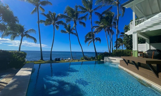 Waialee House | Direct Oceanfront Home w/private pool in exclusive neighborhood near Waimea Bay