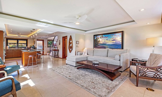 Downtown Lahaina House | Elegant Puamana Home with top quality finishes, AC, w pool in tropical oasis.