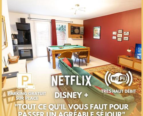 Villefranche-sur-Saone Apartment | Escapade Vintage avec Jeux, Billard et Fléchettes Détente Assurée !