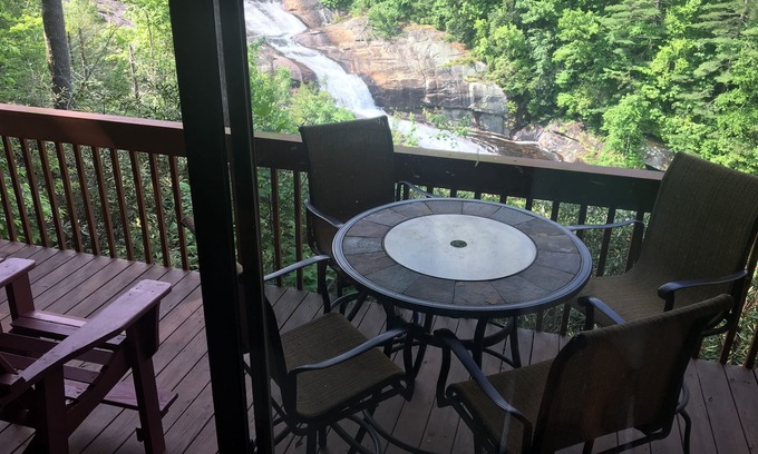 Lake Toxaway Condo | FALLING WATERS ~ 2b/2b SPECTACULAR VIEW HANGING OVER FALLS, UPSCALE FURNISHINGS.