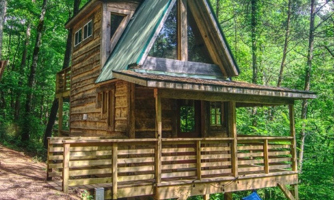 Suches Cabin | Firefly Bend Treehouse - View of the National Forest from Your Bed