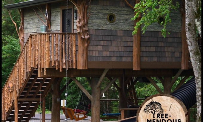 Sevierville Cabin | Fun Adventure Treehouse - 20ft Slide + Sleeps 6