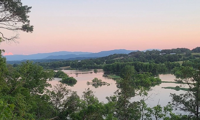 Morristown Cabin | GlampVentures "Helluva View" Bunkhouse with Nolichucky River & Smoky Mtn Views.
