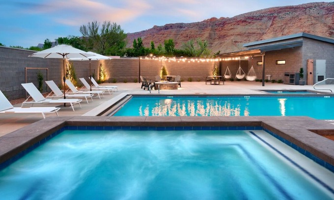 Moab Hotel | Gnarnia | Two Queen + Sofa Bed at Gravity Haus Moab, Pool, Pets Are Allowed