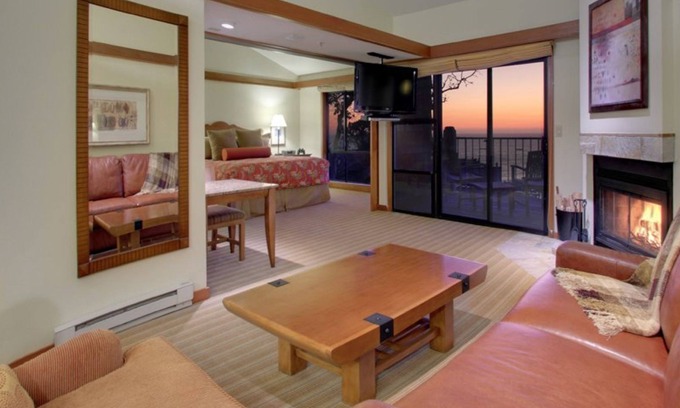 Carmel Highlands Resort | Gorgeous 1-bedroom residence with a private ocean-view balcony and a fireplace.