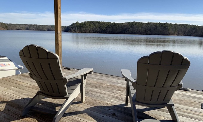 Alexander City Cabin | Gorgeous views, deep water, in peaceful/no-wake cove! FIRE PIT!
