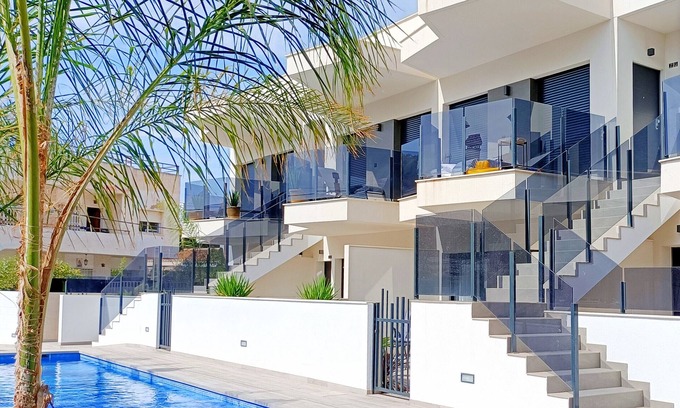 Santiago de la Ribera Apartment | Ground floor, 100m from beach, pool, wifi, parking