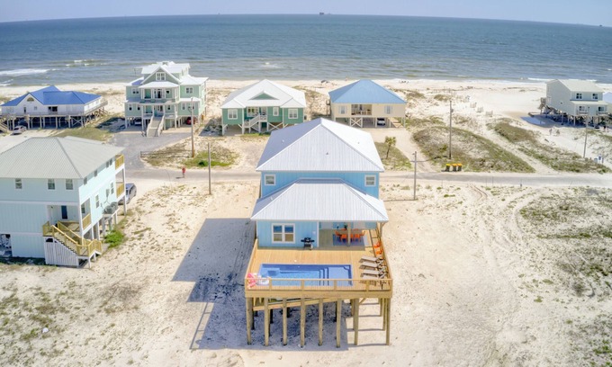 Saint Elmo House | Heated Private Pool, Across from Beach, Ocean Views, Steps To Sand, Dog Friendly