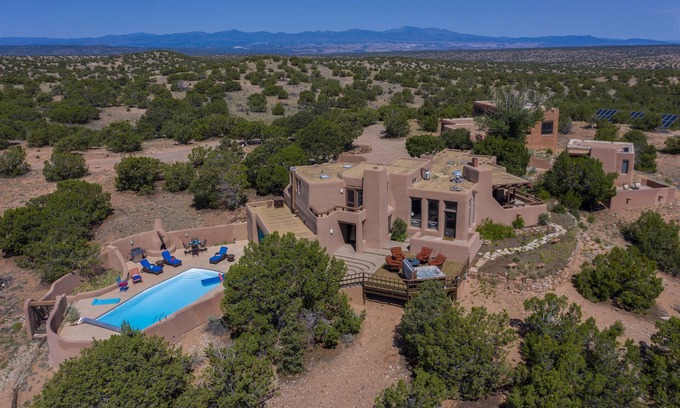 La Tierra House | Hilltop, Santa Fe: Pool, 32 Acres, Staggering Views, Luxury Home, Hot Tub, A/C.