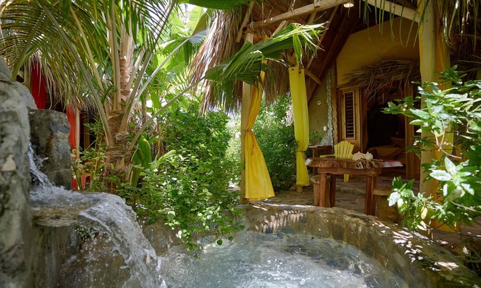 Las Galeras Cabin | Honeymoon yellow-sun cabin #3, at Chalet Tropical bio-hotel