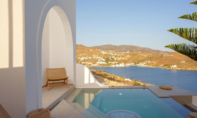 Ios Town Villa | Ios Seaside house with sunset view and small pool
