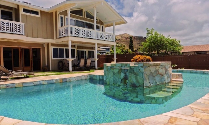 Keolu Hills House | Kailua Home Pool & Spa with amazing views
