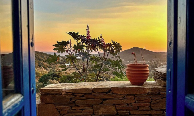 Andros Apartment | Kotseli Villa: Appartement Deluxe Avec Vue Mer, Coucher de Soleil et Piscine