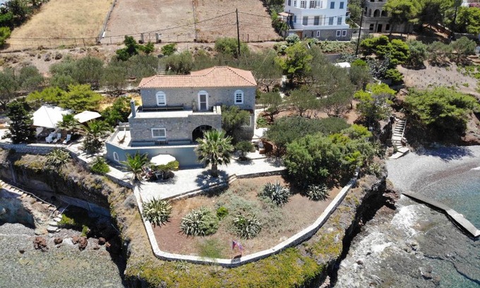 Vlychos House | Lady of Hydra Villa, sea front view, private beach