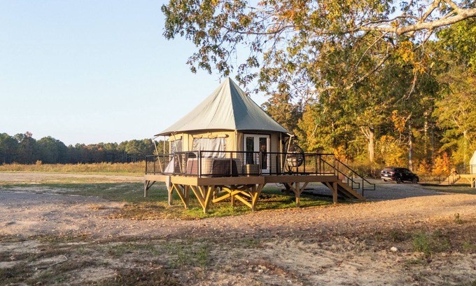 Cedar Bluff Resort | Lake Front Exclusive Glamping Tent: Hot Tub, TV, & Soaking Tub