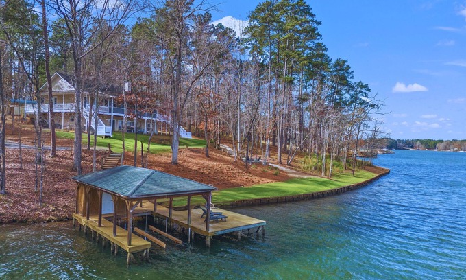 Milledgeville House | Lake front home on Lake Sinclair: Modern, fire pit, dock, private, pet-friendly!