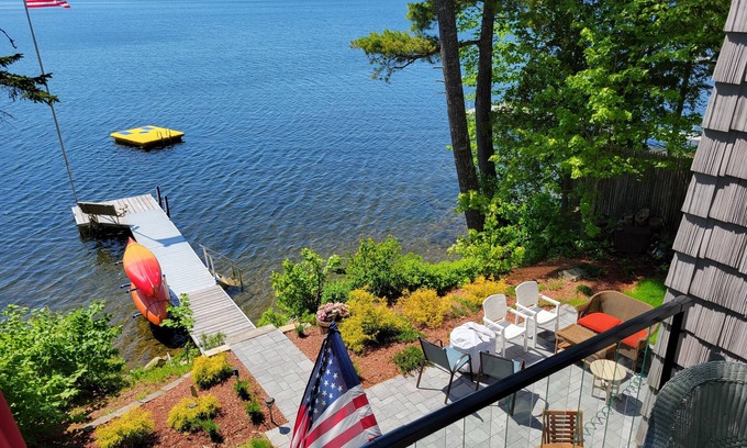 Franklin House | Lakefront Home Near Acadia National Park: Dock kayaks paddle boards & swim raft