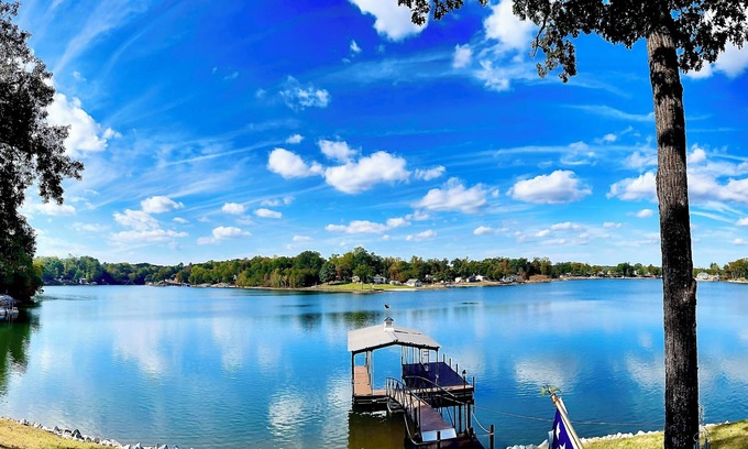 Lake Secession House | Lakefront home with covered boat dock on Lake Secession in Abbeville, SC.