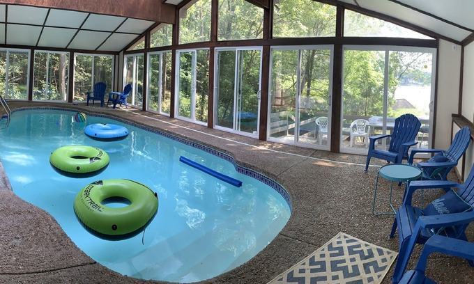 Marion House | Lakefront property with private heated indoor pool and hot tub!