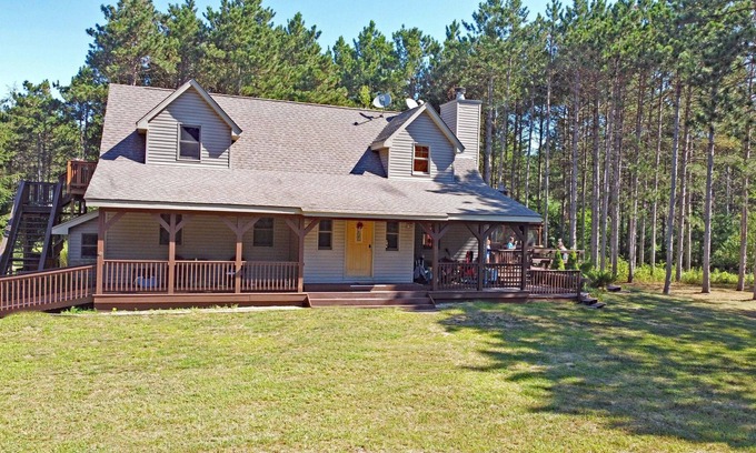 Necedah House | Lakeside Home on 2.5 acres with Architectural Gazebo, Fire Pit, & Boat Slip