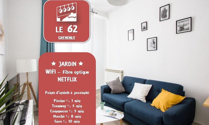 Quartier Chorier-Berriat Apartment | Le 62 - Spacieux T2 avec JARDIN, parking & tramway