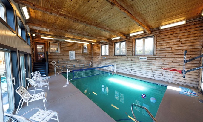 Arkdale Cabin | Log Cabin w/indoor pool on Lake, 30 Min from Wis Dells! 8 min. from Sand Valley