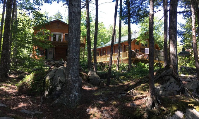 West Enfield House | Log home on untouched cold stream lake