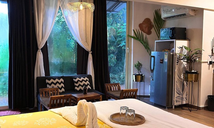 Arpora Condo | Lush by Boho Vacations- Arpora Forest Facing Studio With Swimming Pool & Kitchen