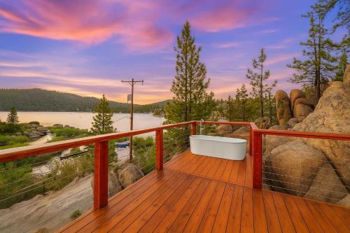 Boulder Bay House | Luxe Lakefront with Hot Tub, Fire Pit, Game Room, Boat Dock