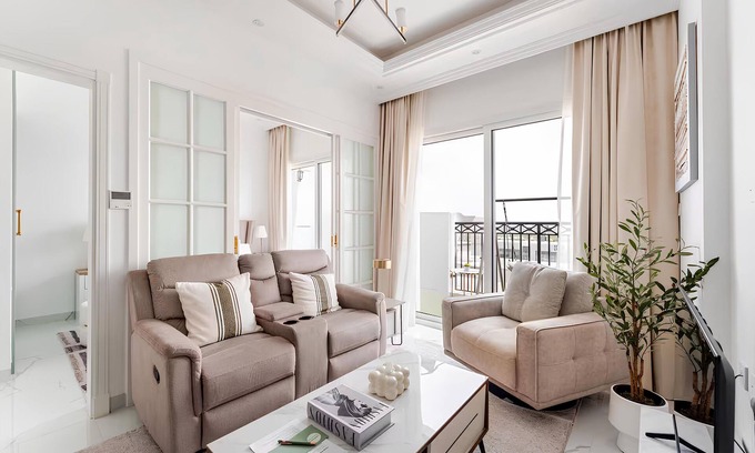 Al Barsha Apartment | Luxury 1BR Lagoon View Arjan near Miracle Garden by Green Sky Holiday Homes