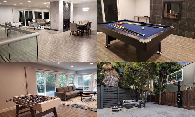Beresford Park Villa | Luxury 4BR4Ba Basketball Court, Hot Tub Spa, Foosball, Pool Table, Tesla Charger
