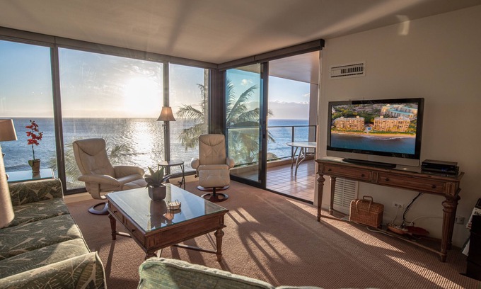 Honokowai Condo | Mahana 717 - Central AC, Summer Specials, Two-Island Views!