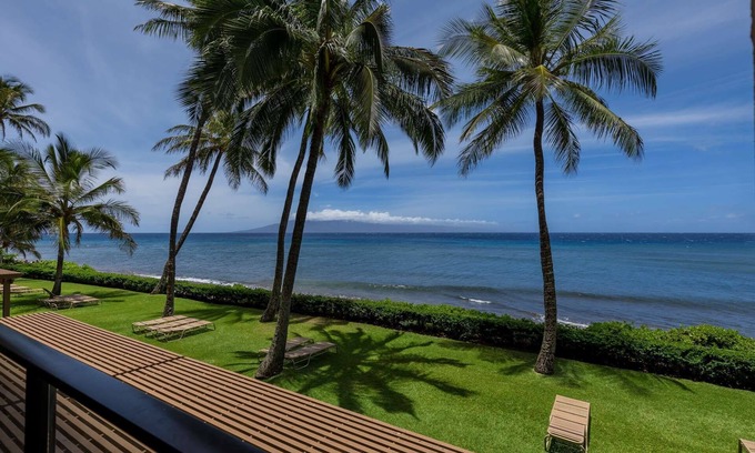 Honokowai Condo | Mahana Resort 214 - Whales and Sunsets! Direct Oceanfront - Discounted rates