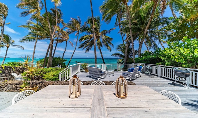 Waimanalo Beach House | Mana Kai at Waimanalo: Beachfront Luxury & Tranquility w/ Stunning Ocean Views