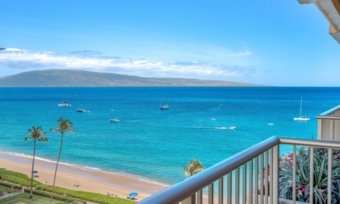 Kaanapali Condo | Maui Resort Rentals: The Whaler 1015 - Gorgeously Remodeled 10th Floor Interior Courtyard Studio, Spectacular Ocean and Mountain Views!
