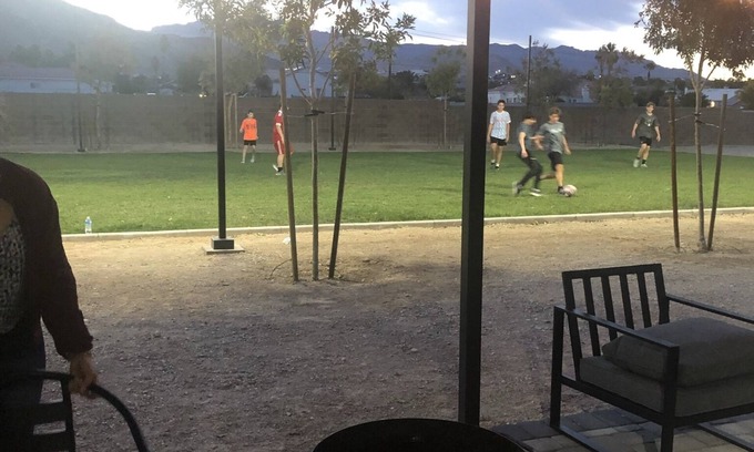 Las Vegas Cabin | Modern container home in Las Vegas with own soccer field and trees.