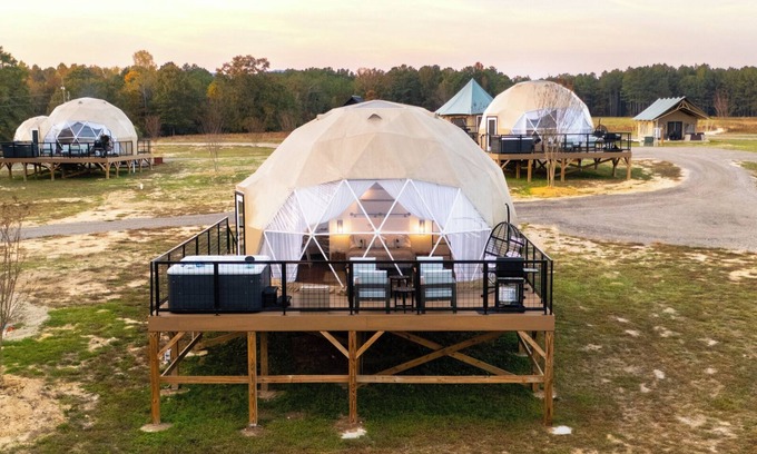 Coosa Resort | Modern Geodesic Dome: Hot Tub & Lake Views
