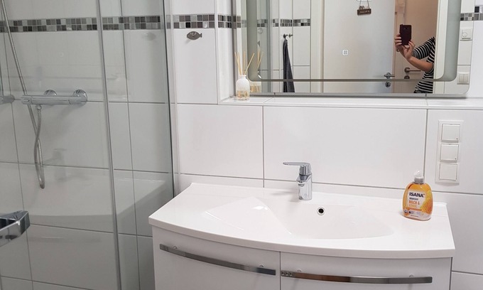 Altefaehr Apartment | Modern top floor apartment with a view of the sea and Stralsund